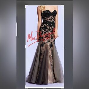 Mac Duggal Prom Dress Black Lace Strapless